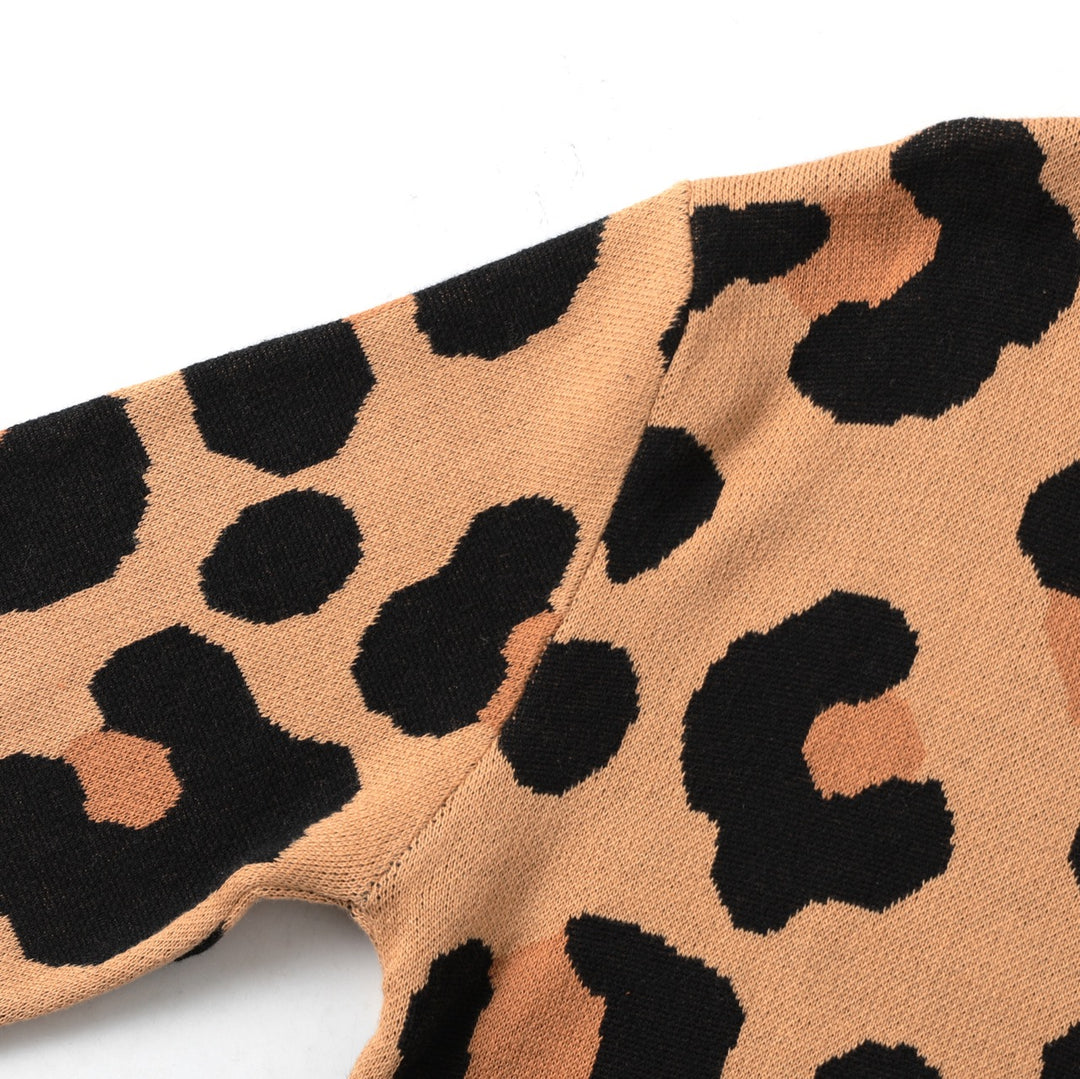 Men's Brown Vintage Leopard Print Art Jacquard Cardigan