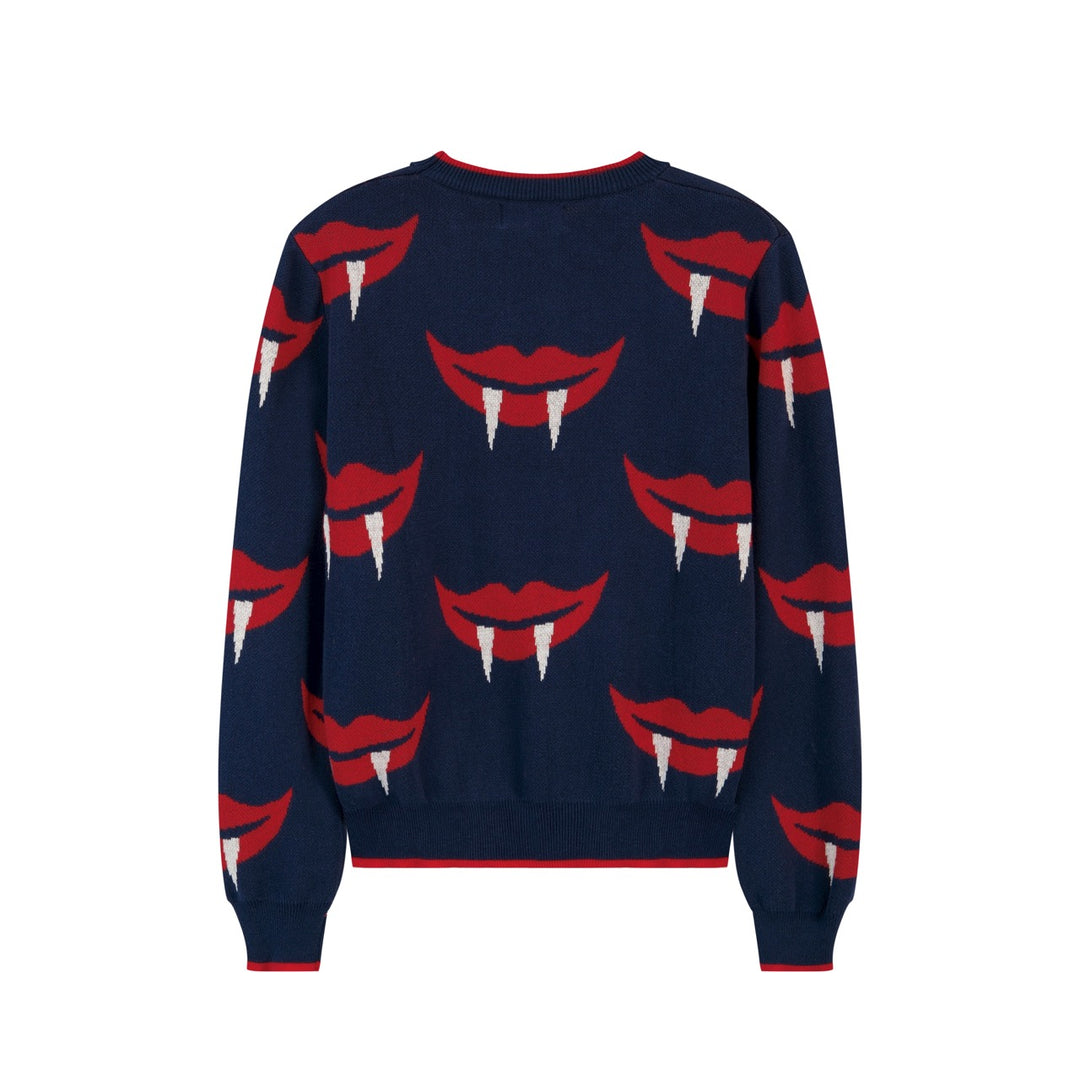 Women's Vintage Lip Art Jacquard Knit Shirt - Designed by Carrie Cantwell