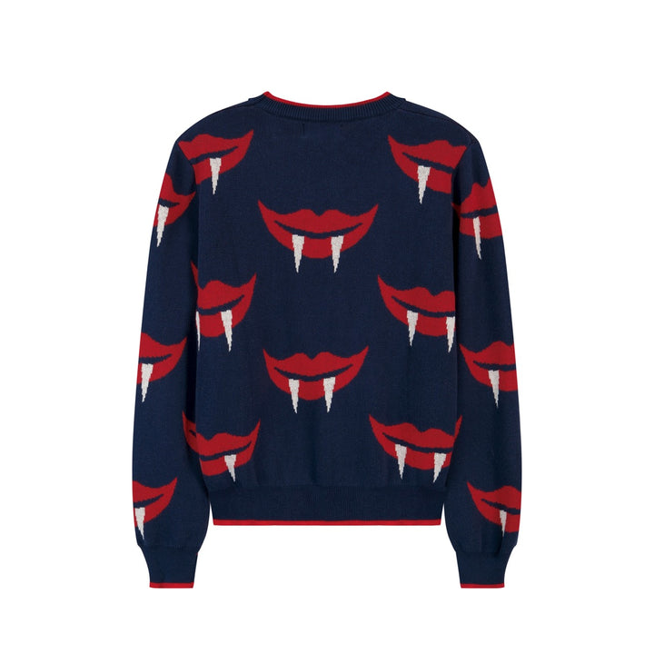 Women's Vintage Lip Art Jacquard Knit Shirt - Designed by Carrie Cantwell