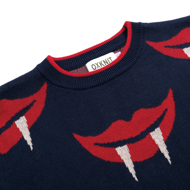 Women's Vintage Lip Art Jacquard Knit Shirt - Designed by Carrie Cantwell