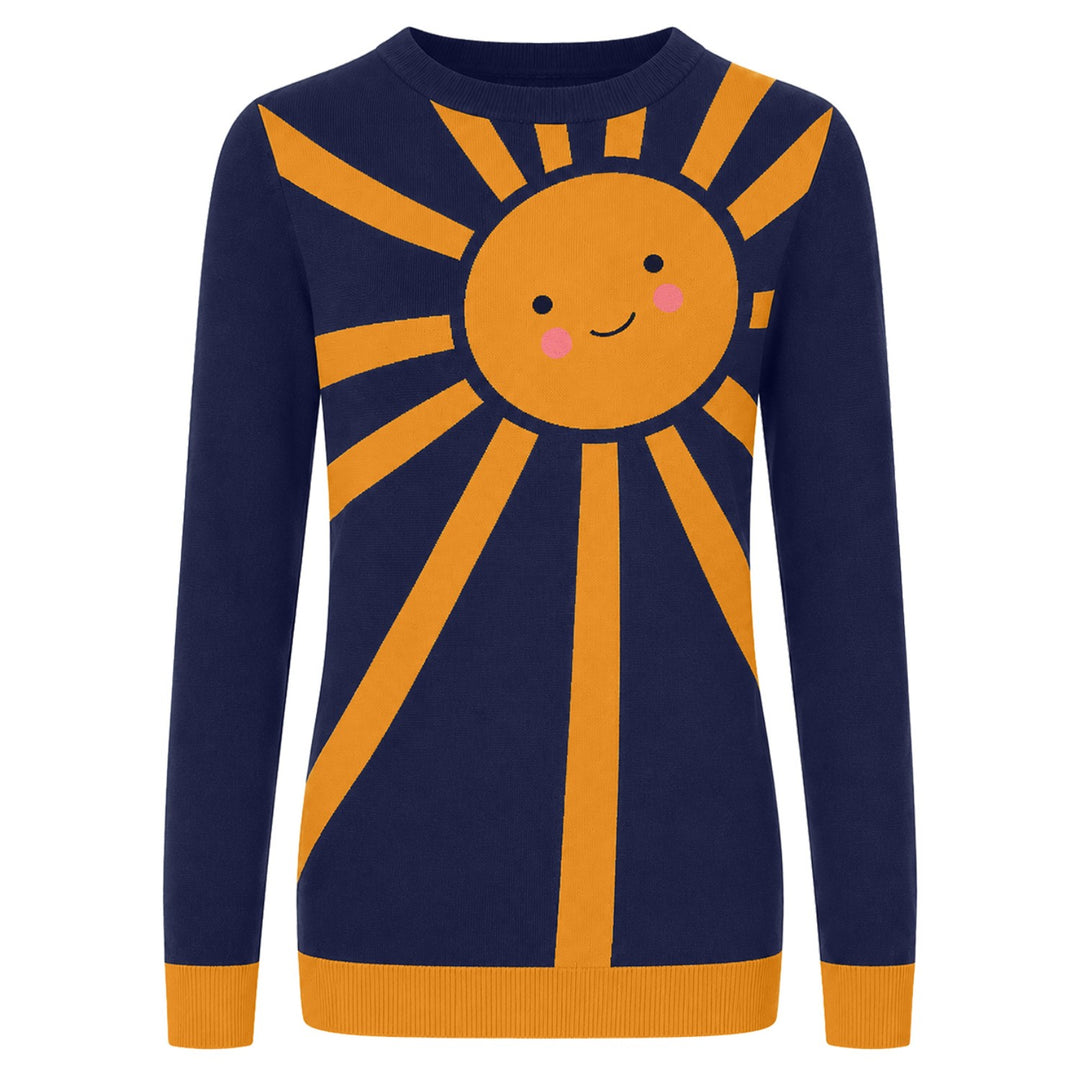 Maglieria jacquard classica con uccello albicocca da donna