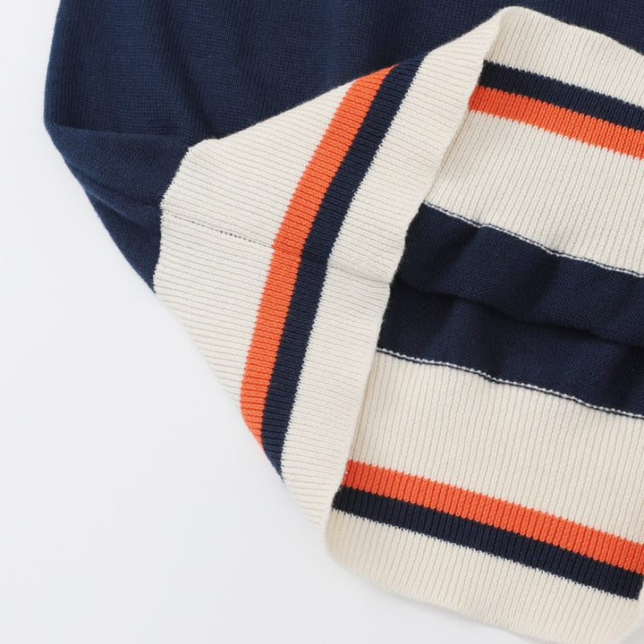 Maglione da donna anni '70 blu scuro con ricamo di uccelli
