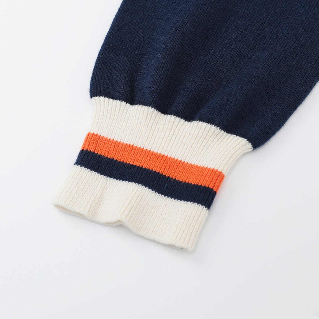 Maglione da donna anni '70 blu scuro con ricamo di uccelli