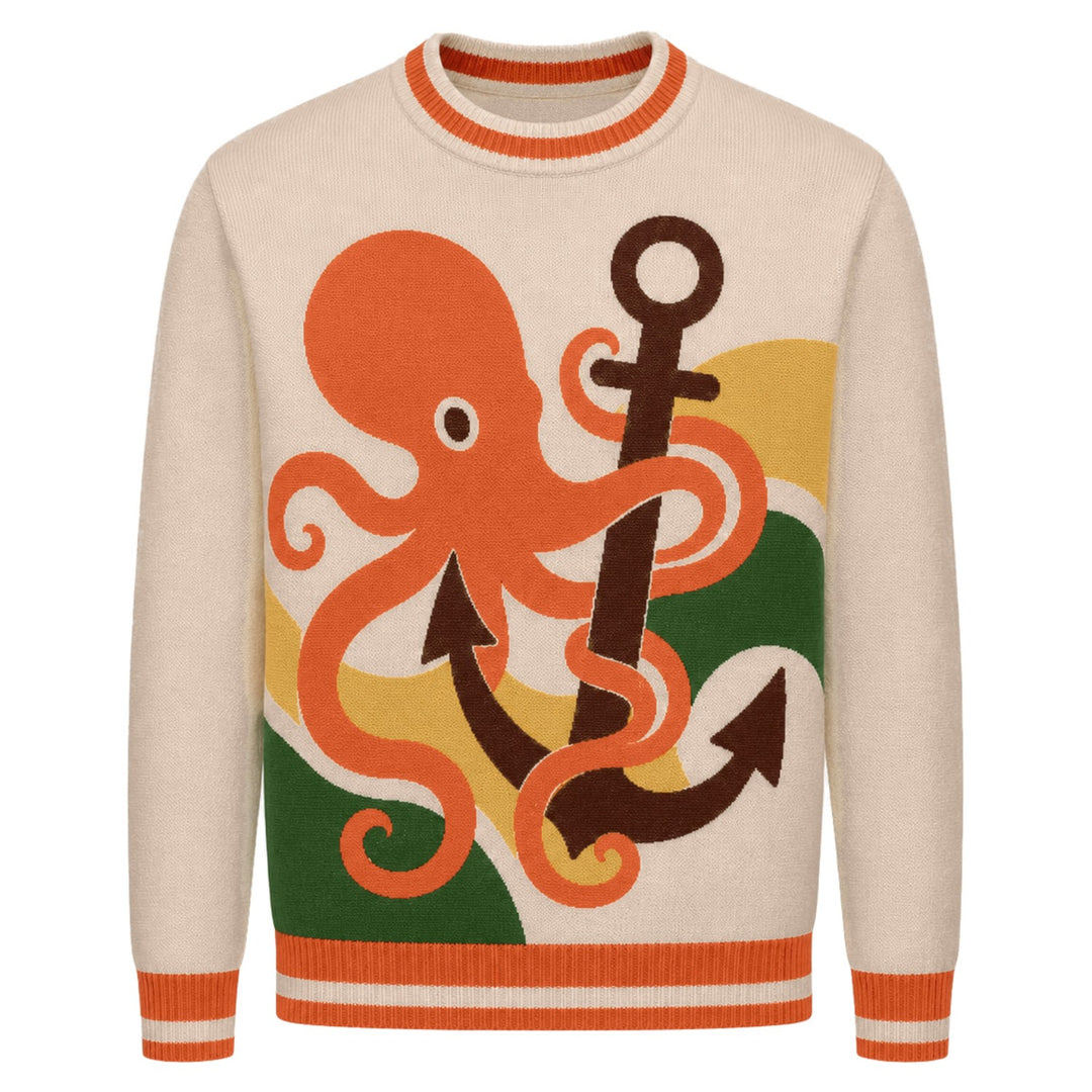 Men's Retro Classic Apricot Ocean Animal Jacquard Knitwear