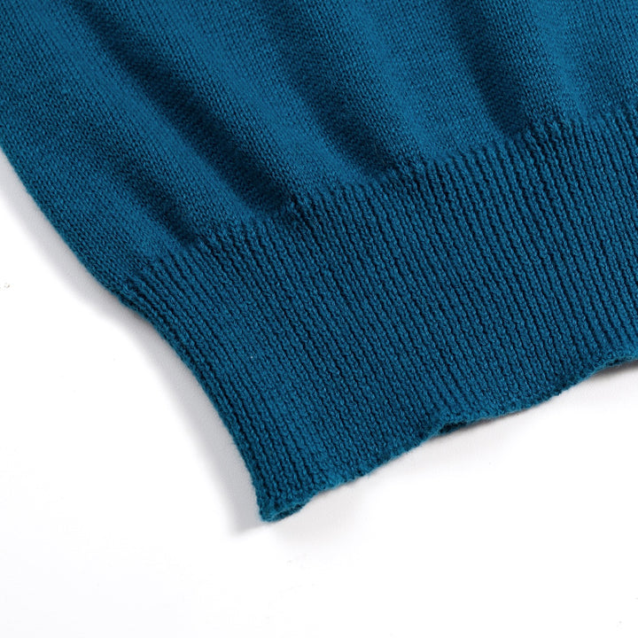Men's Retro Dark Blue Preppy Animal Jacquard Knitwear