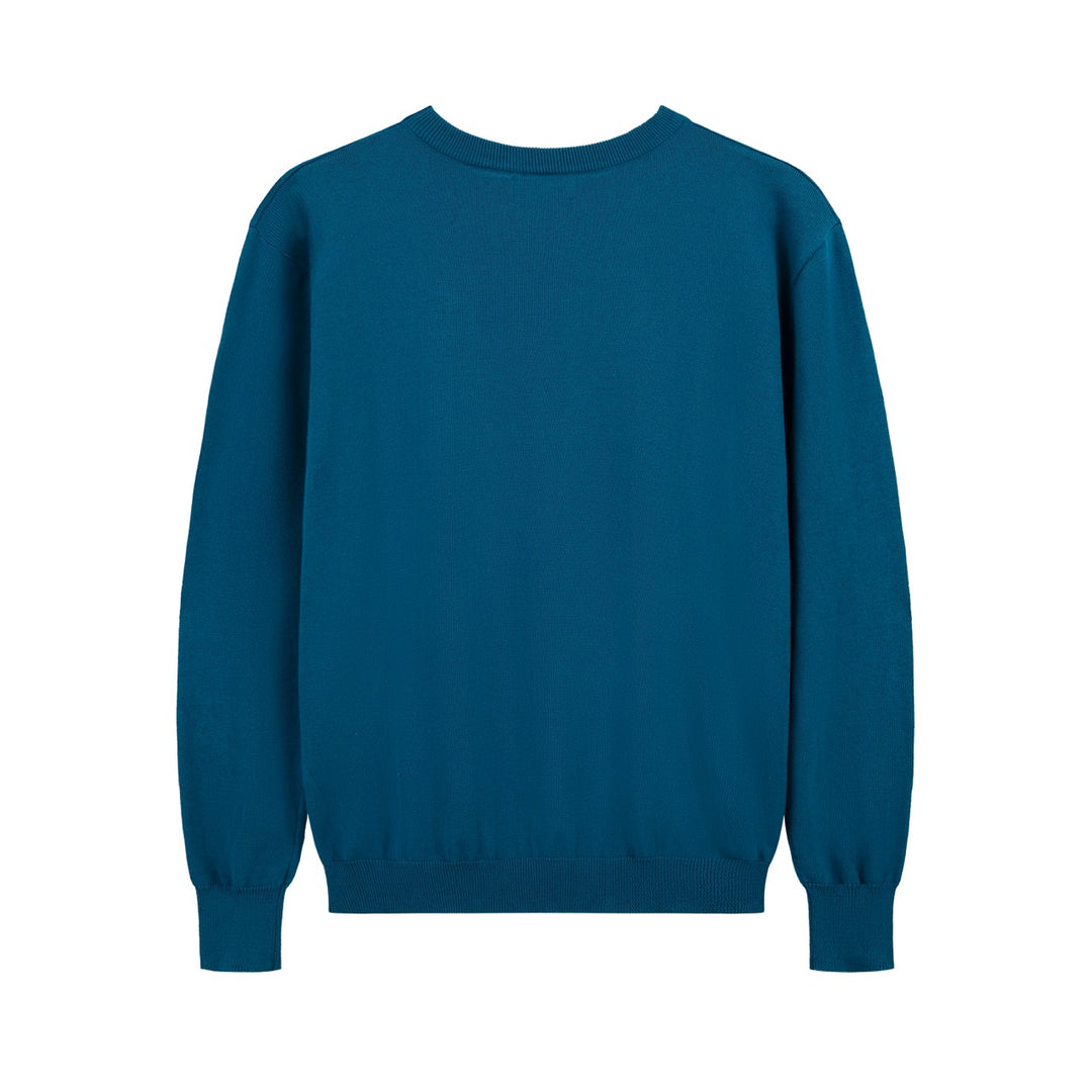 Men's Retro Dark Blue Preppy Animal Jacquard Knitwear