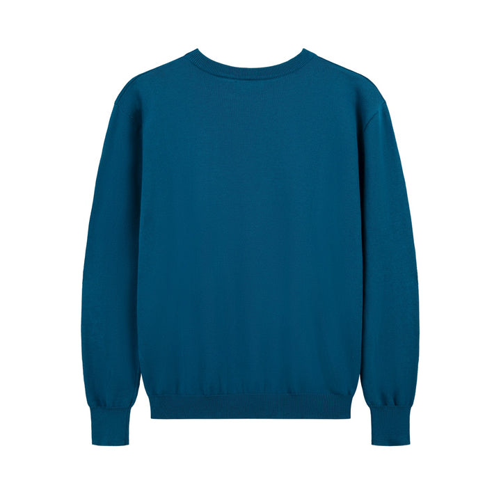 Men's Retro Dark Blue Preppy Animal Jacquard Knitwear