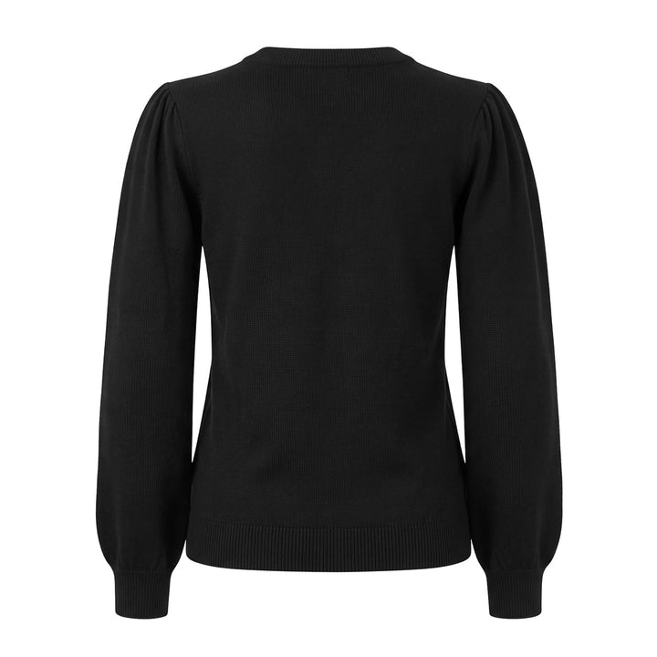 Women's 70s Retro Black Floral Embroidery Knitwear