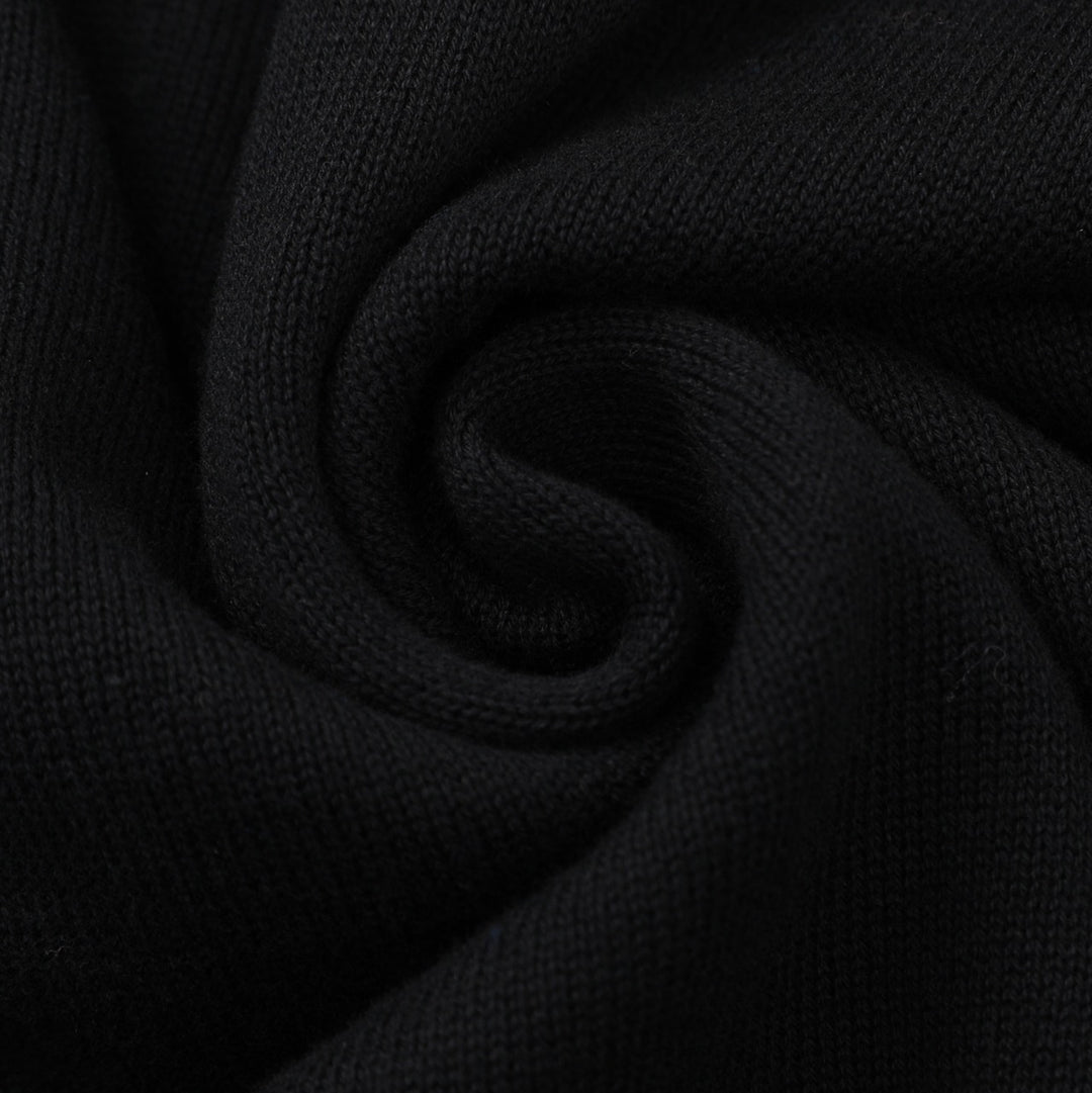 Women's 70s Retro Black Floral Embroidery Knitwear