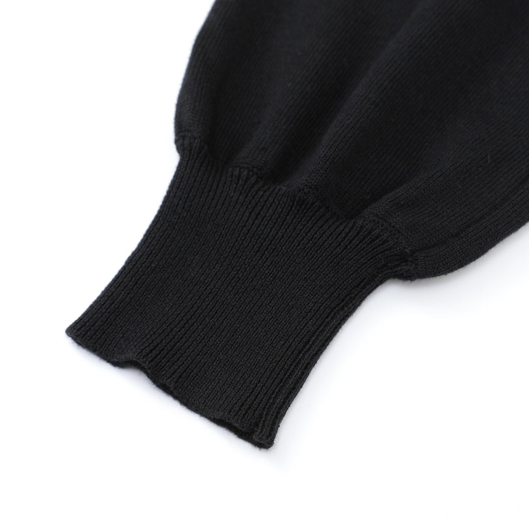Women's 70s Retro Black Floral Embroidery Knitwear
