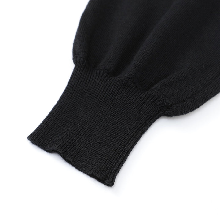 Women's 70s Retro Black Floral Embroidery Knitwear
