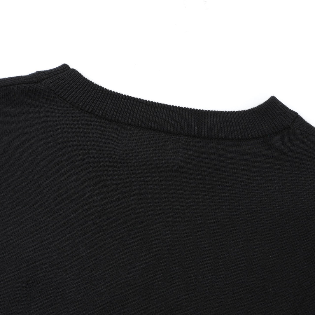 Women's 70s Retro Black Floral Embroidery Knitwear