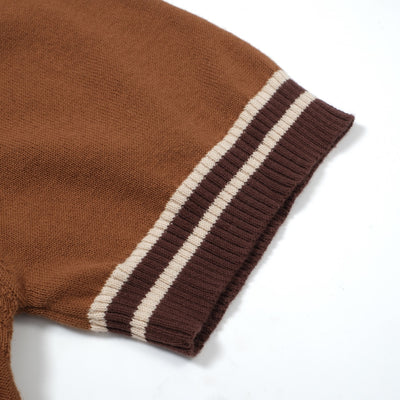 OXKNIT Men Vintage Clothing 1960s Mod Style Brown Retro Polo Knitted Wear
