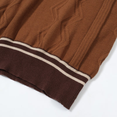 OXKNIT Men Vintage Clothing 1960s Mod Style Brown Retro Polo Knitted Wear