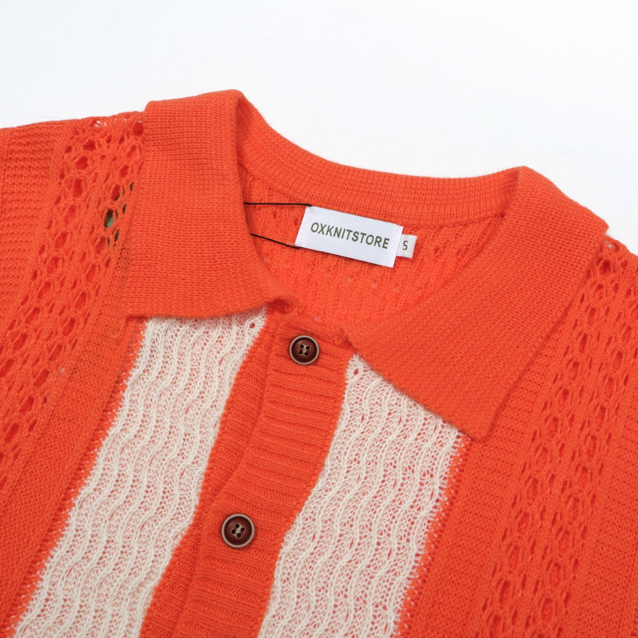 OXKNIT Men Vintage Clothing 1960s Mod Style Casual Beach Orange Knitted Resort Shirt Retro Polo 