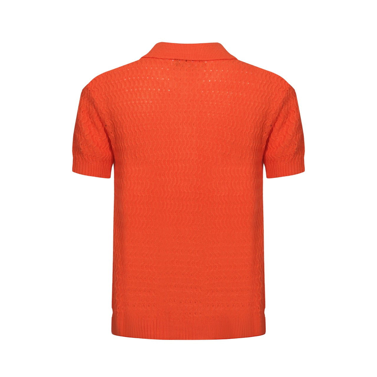 OXKNIT Men Vintage Clothing 1960s Mod Style Casual Beach Orange Knitted Resort Shirt Retro Polo 