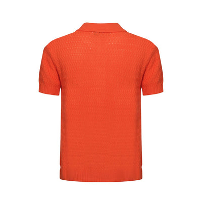 OXKNIT Men Vintage Clothing 1960s Mod Style Casual Beach Orange Knitted Resort Shirt Retro Polo 