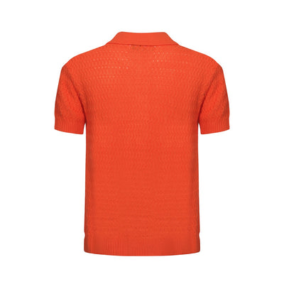 OXKNIT Men Vintage Clothing 1960s Mod Style Casual Beach Orange Knitted Resort Shirt Retro Polo 