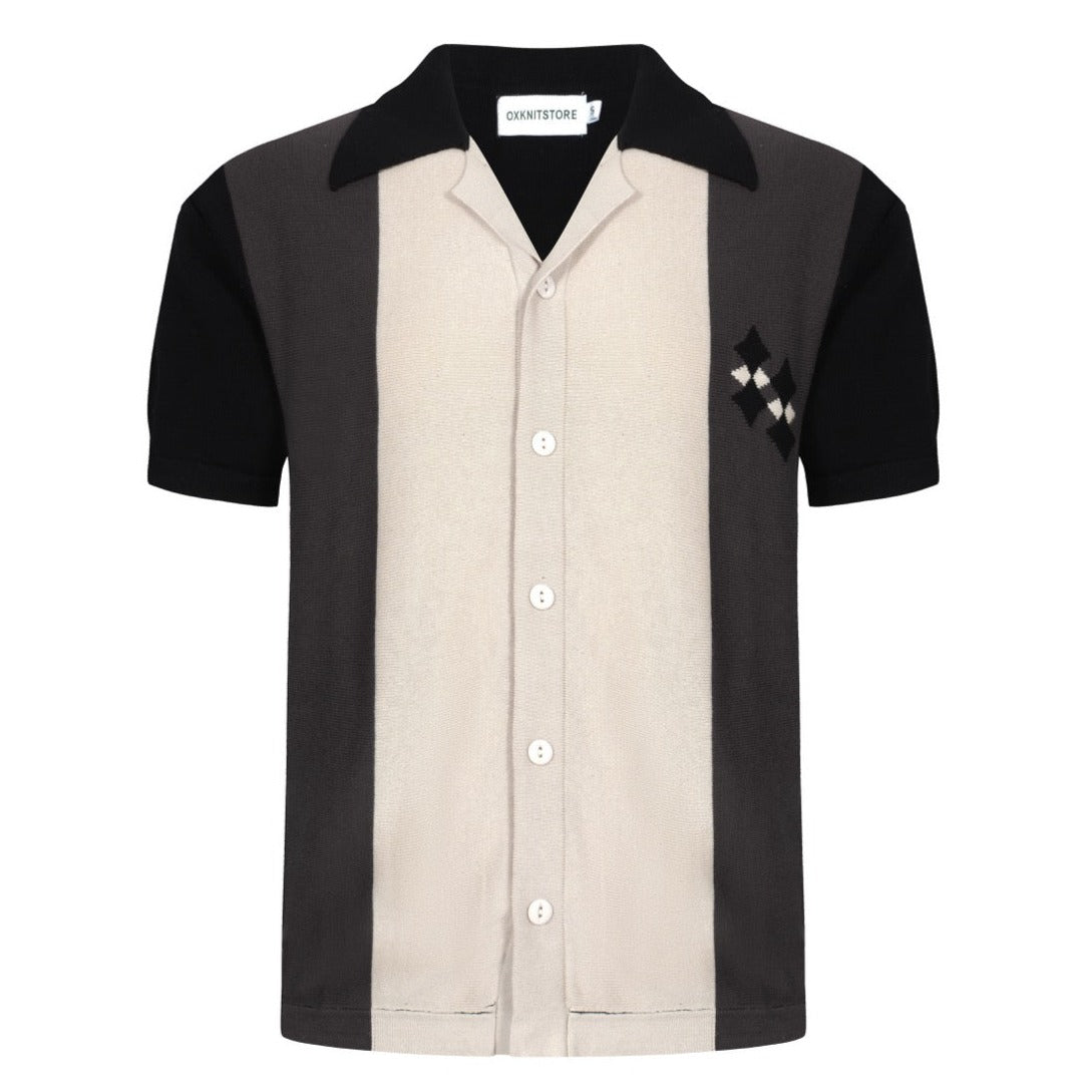 OXKNIT Men Vintage Clothing 1960s Mod Style Casual Black-Gray Stripe ...