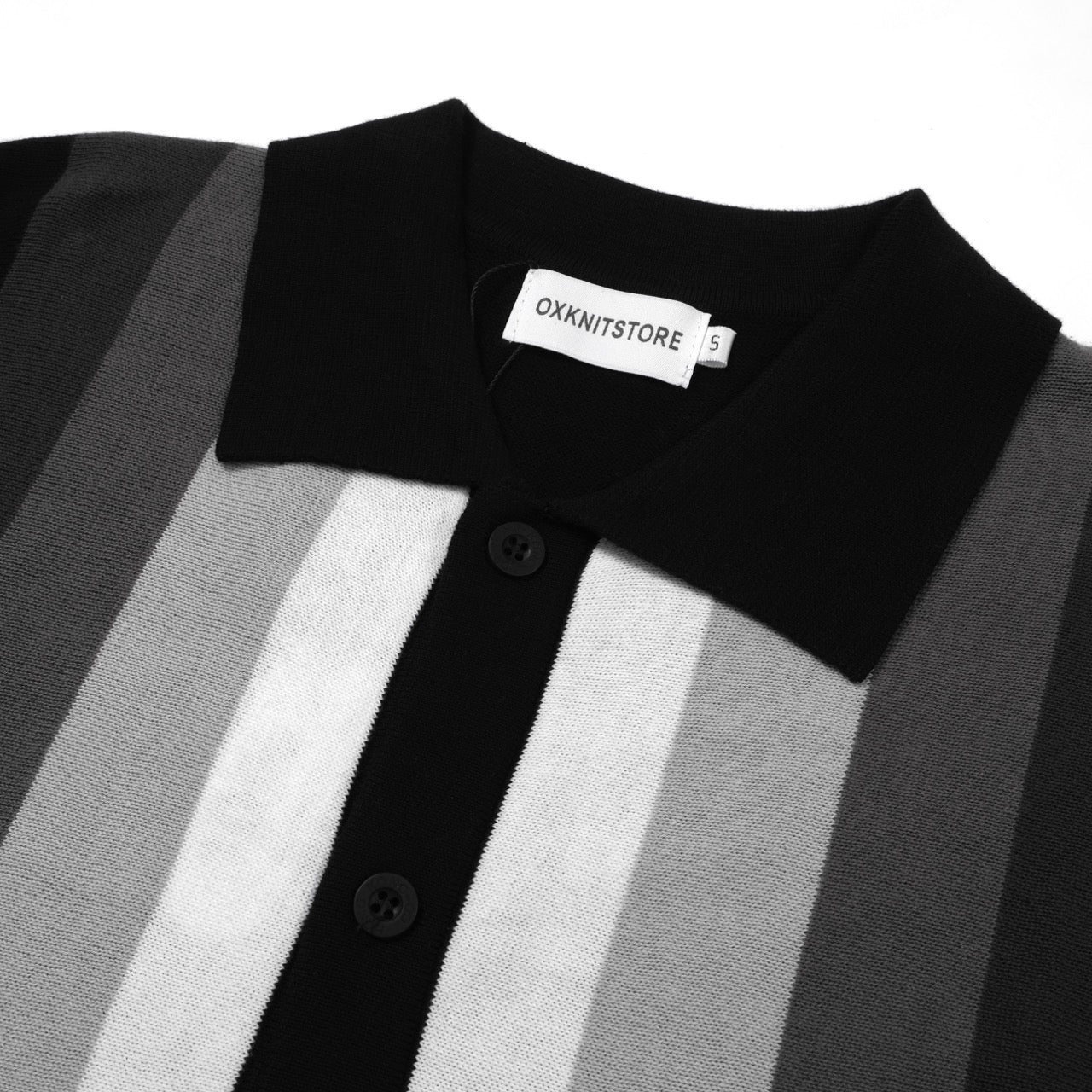 Men's 60s Monochrome Stripe Knit Shirt | Black & White Vintage