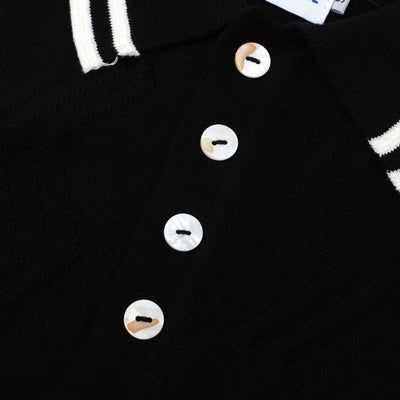 OXKNIT Men Vintage Clothing 1960s Mod Style Casual Black Knit Retro Polo