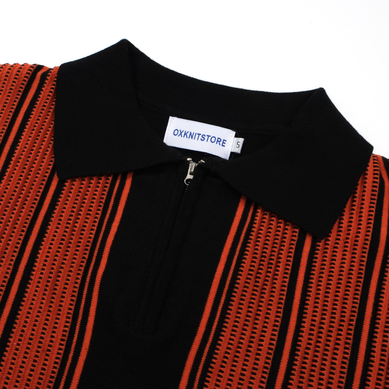 OXKNIT Men Vintage Clothing 1960s Mod Style Casual Black & Orange Knit Retro Polo