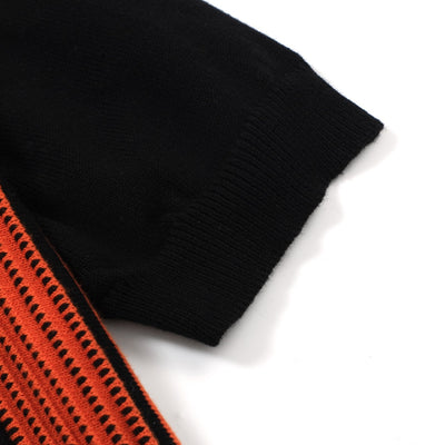 OXKNIT Men Vintage Clothing 1960s Mod Style Casual Black & Orange Knit Retro Polo