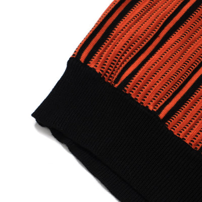OXKNIT Men Vintage Clothing 1960s Mod Style Casual Black & Orange Knit Retro Polo