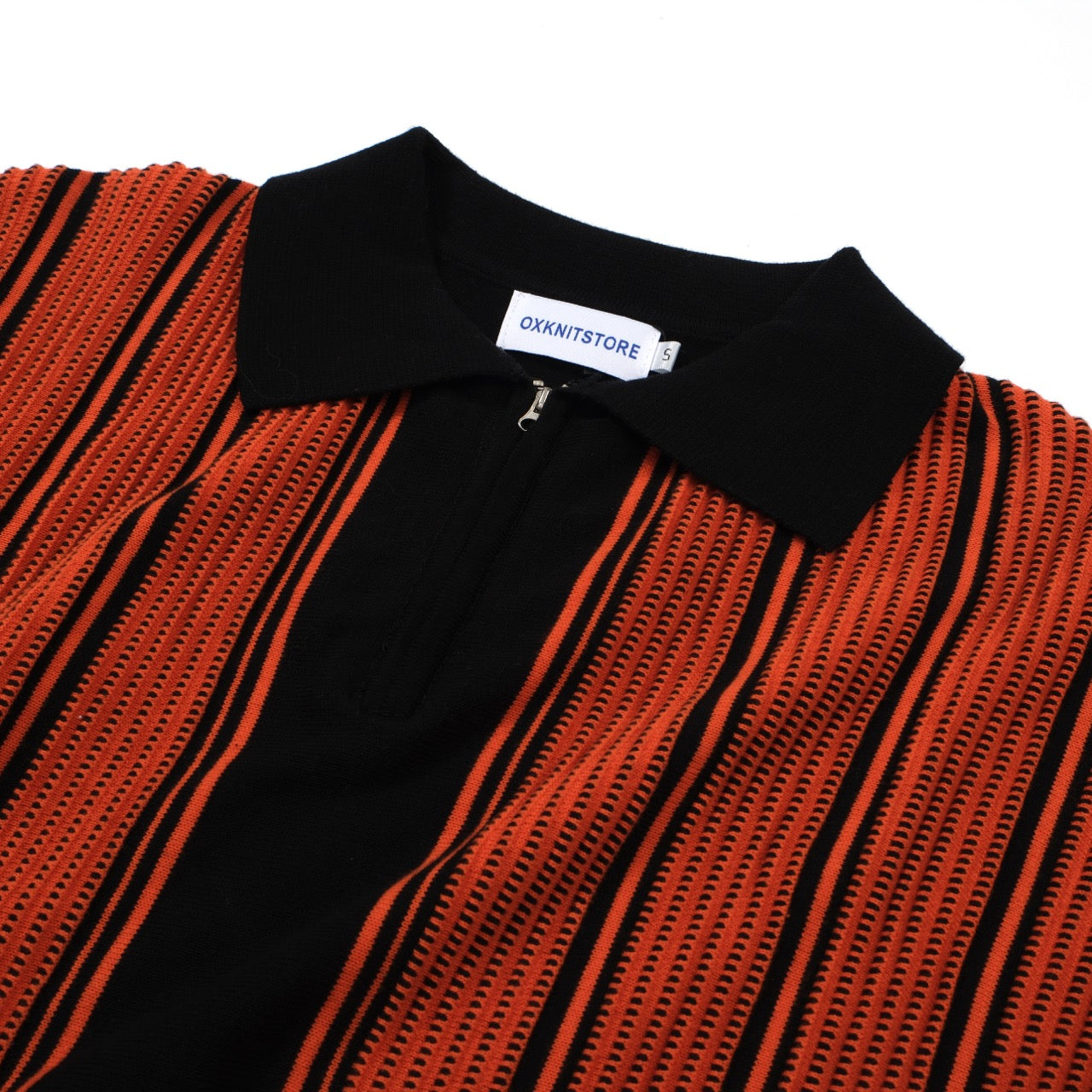 OXKNIT Men Vintage Clothing 1960s Mod Style Casual Black & Orange Knit Retro Polo