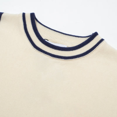 OXKNIT Men Vintage Clothing 1960s Mod Style Casual Blue Racing Stripe Knit Retro Tshirts