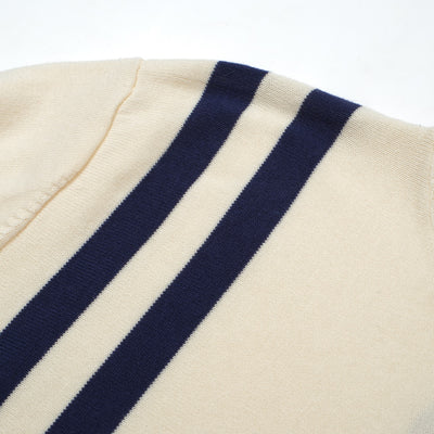 OXKNIT Men Vintage Clothing 1960s Mod Style Casual Blue Racing Stripe Knit Retro Tshirts