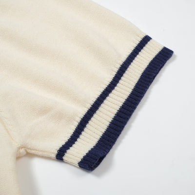 OXKNIT Men Vintage Clothing 1960s Mod Style Casual Blue Racing Stripe Knit Retro Tshirts