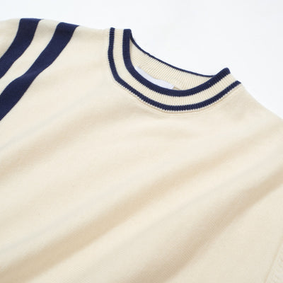 OXKNIT Men Vintage Clothing 1960s Mod Style Casual Blue Racing Stripe Knit Retro Tshirts