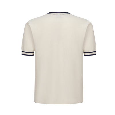 OXKNIT Men Vintage Clothing 1960s Mod Style Casual Blue Racing Stripe Knit Retro Tshirts