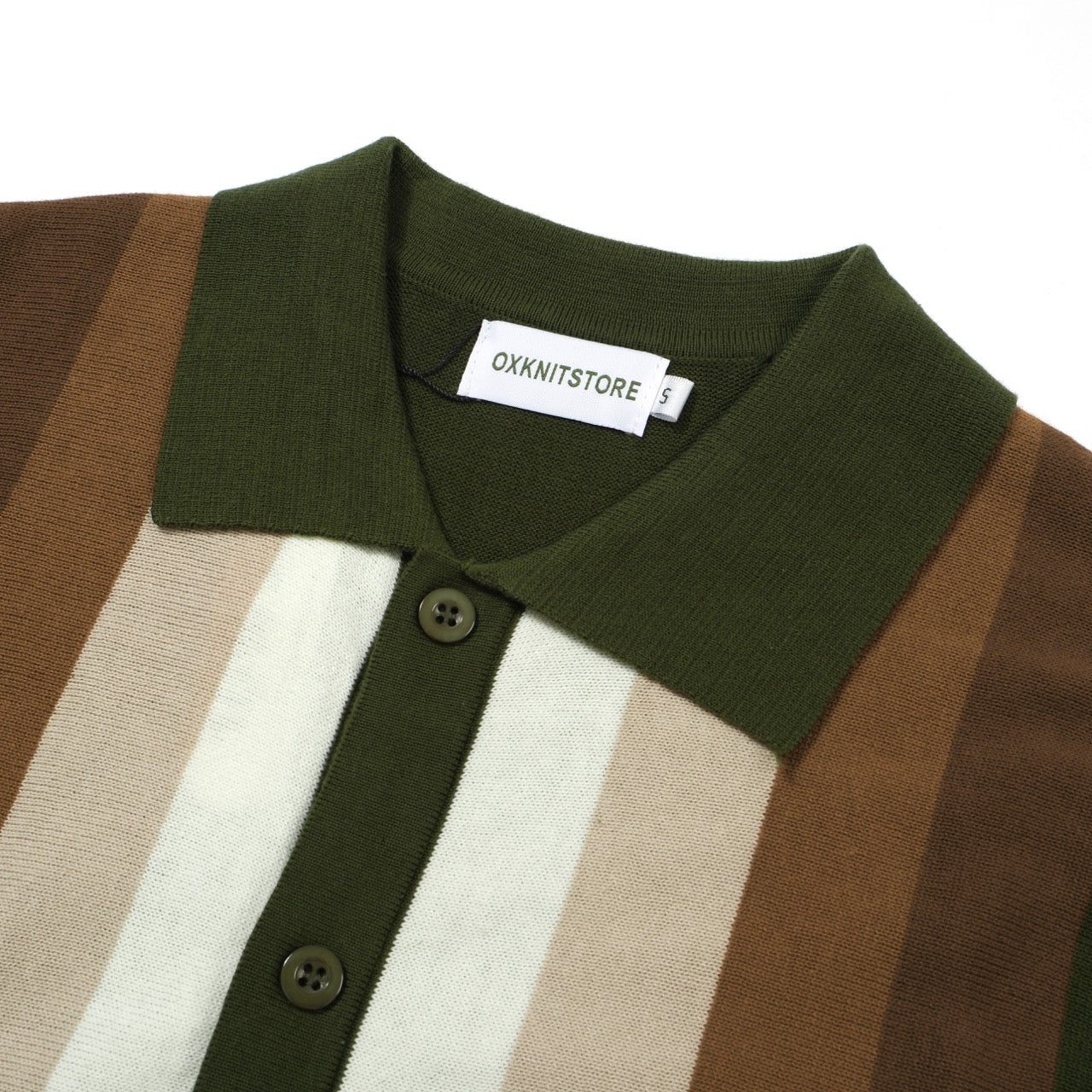 OXKNIT Men Vintage Clothing 1960s Mod Style Casual Brown Classic Button Knit Retro Polo
