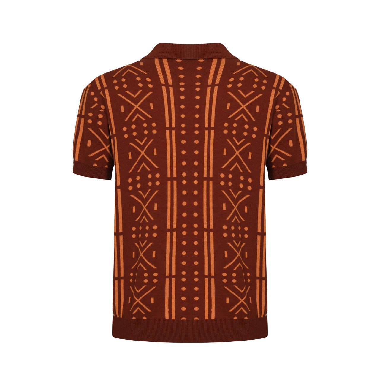 OXKNIT Men Vintage Clothing 1960s Mod Style Casual Brown Knit Retro Polo
