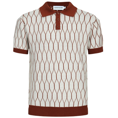 OXKNIT Men Vintage Clothing 1960s Mod Style Casual Brown Knitted Retro Wear