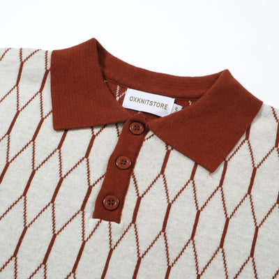 OXKNIT Men Vintage Clothing 1960s Mod Style Casual Brown Knitted Retro Wear