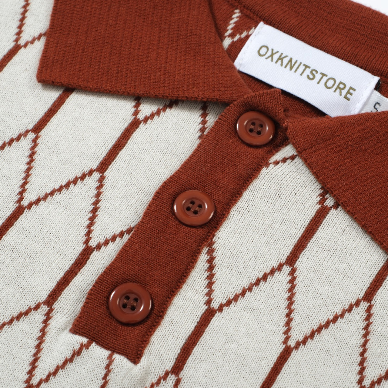 OXKNIT Men Vintage Clothing 1960s Mod Style Casual Brown Knitted Retro Wear