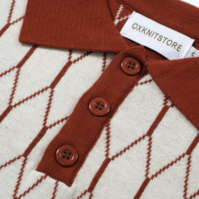 OXKNIT Men Vintage Clothing 1960s Mod Style Casual Brown Knitted Retro Wear