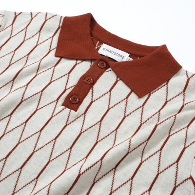 OXKNIT Men Vintage Clothing 1960s Mod Style Casual Brown Knitted Retro Wear