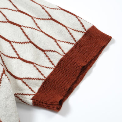 OXKNIT Men Vintage Clothing 1960s Mod Style Casual Brown Knitted Retro Wear