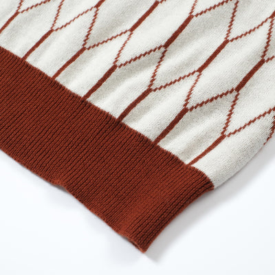 OXKNIT Men Vintage Clothing 1960s Mod Style Casual Brown Knitted Retro Wear