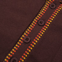 Men's 70s Mod Knit Shirt – Brown with Yellow & Red Checker Trim