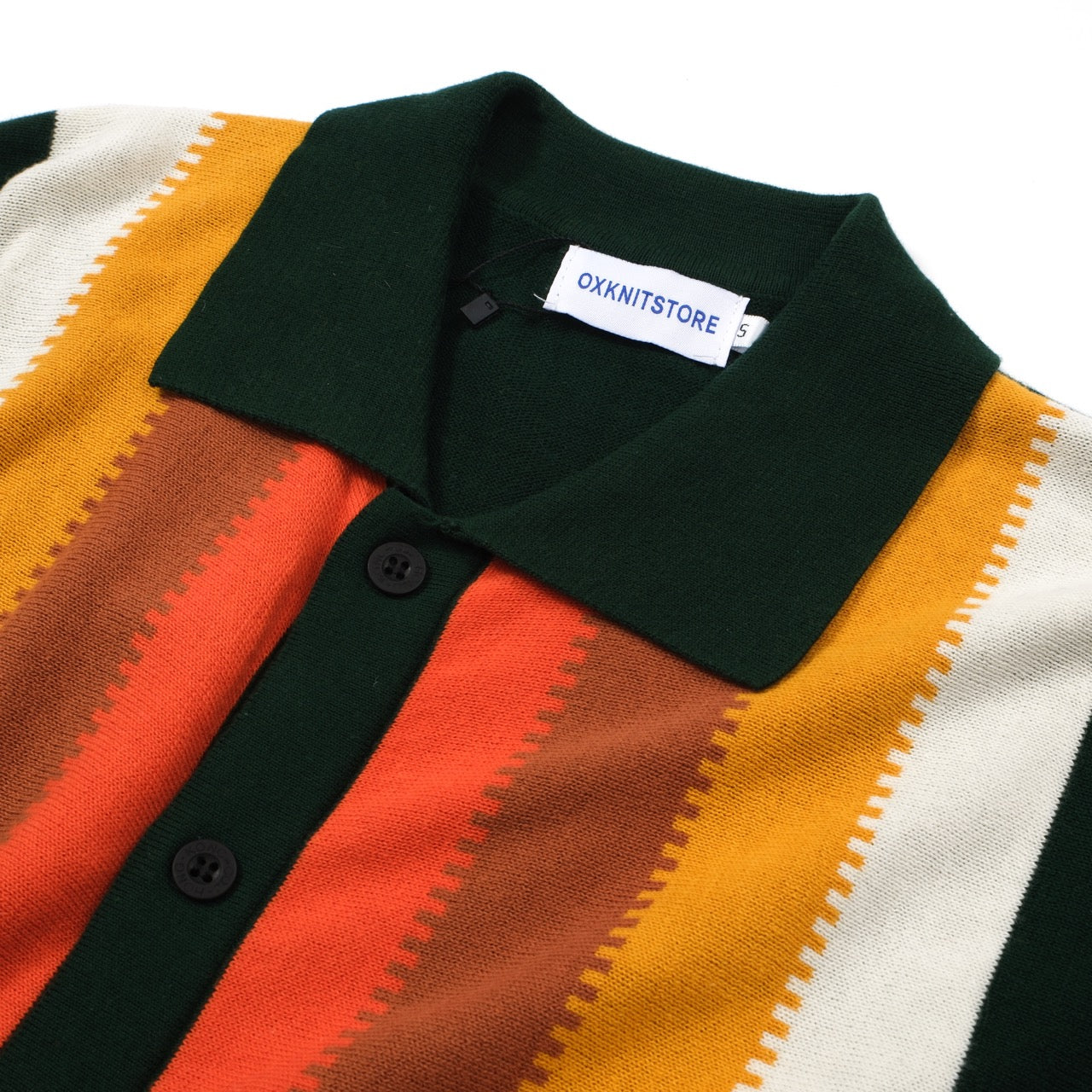 OXKNIT Men Vintage Clothing 1960s Mod Style Casual Dark Green Gradient Yellow Retro Polo