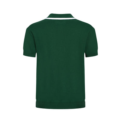 OXKNIT Men Vintage Clothing 1960s Mod Style Casual Dark Green Knit Retro Polo
