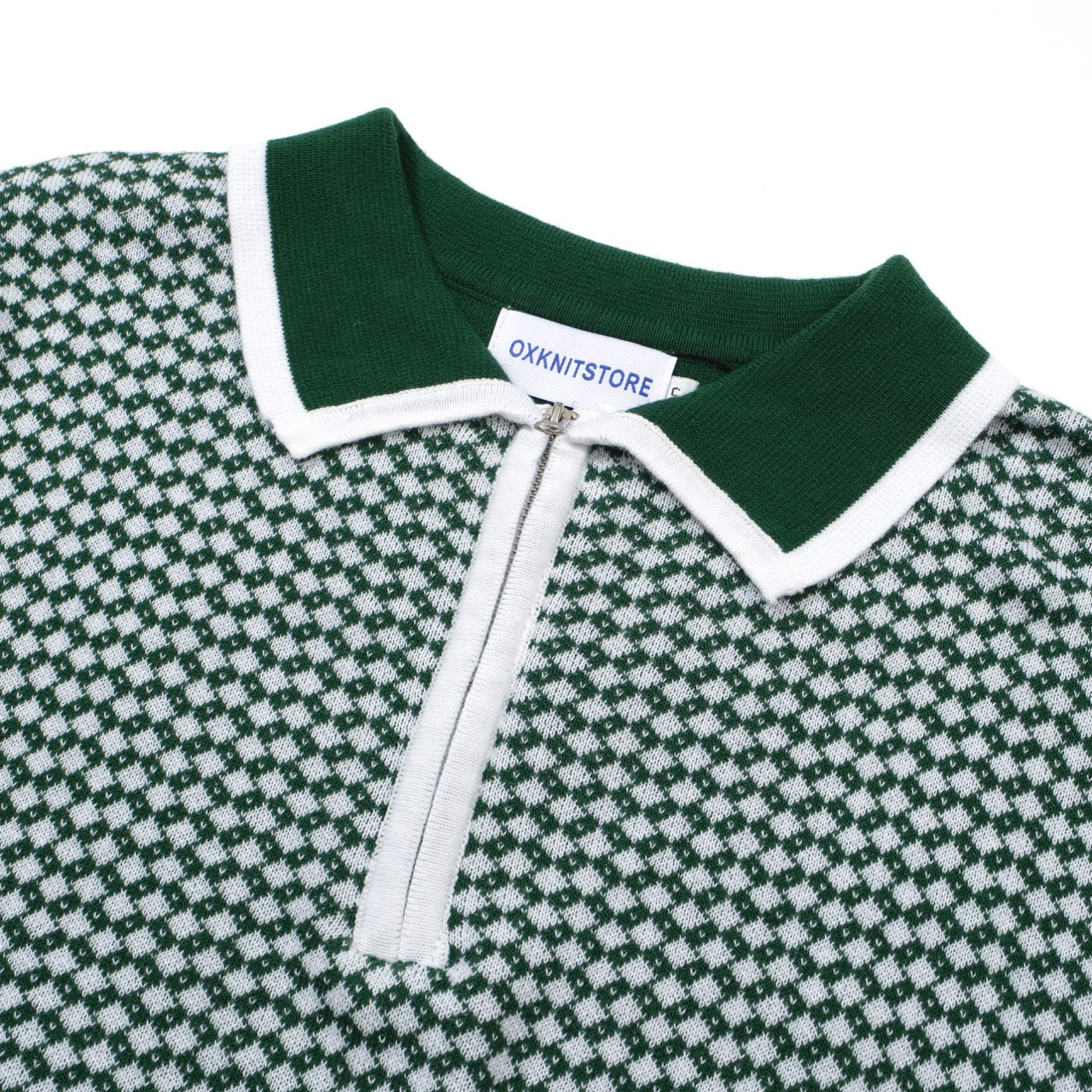 OXKNIT Men Vintage Clothing 1960s Mod Style Casual Dark Green Knit Retro Polo