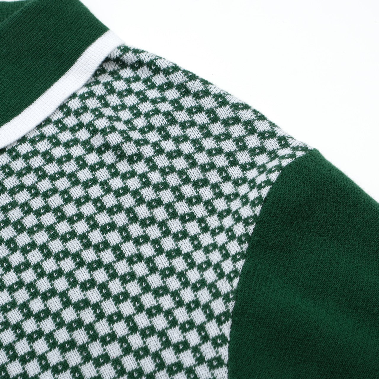 OXKNIT Men Vintage Clothing 1960s Mod Style Casual Dark Green Knit Retro Polo
