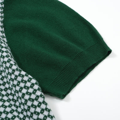 OXKNIT Men Vintage Clothing 1960s Mod Style Casual Dark Green Knit Retro Polo