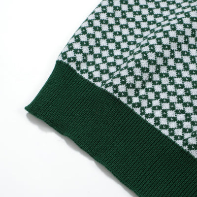 OXKNIT Men Vintage Clothing 1960s Mod Style Casual Dark Green Knit Retro Polo